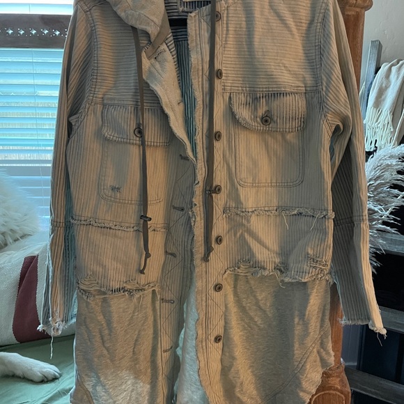 Denim & Cotton Deconstructed Over-Sized Free People Jacket XS